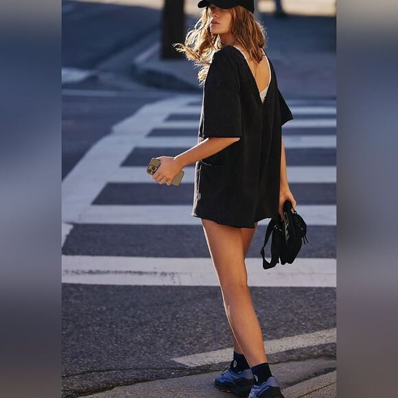 NWOT Free People Hot Shot Tee Romper in Mocha Latte - Picture 8 of 16